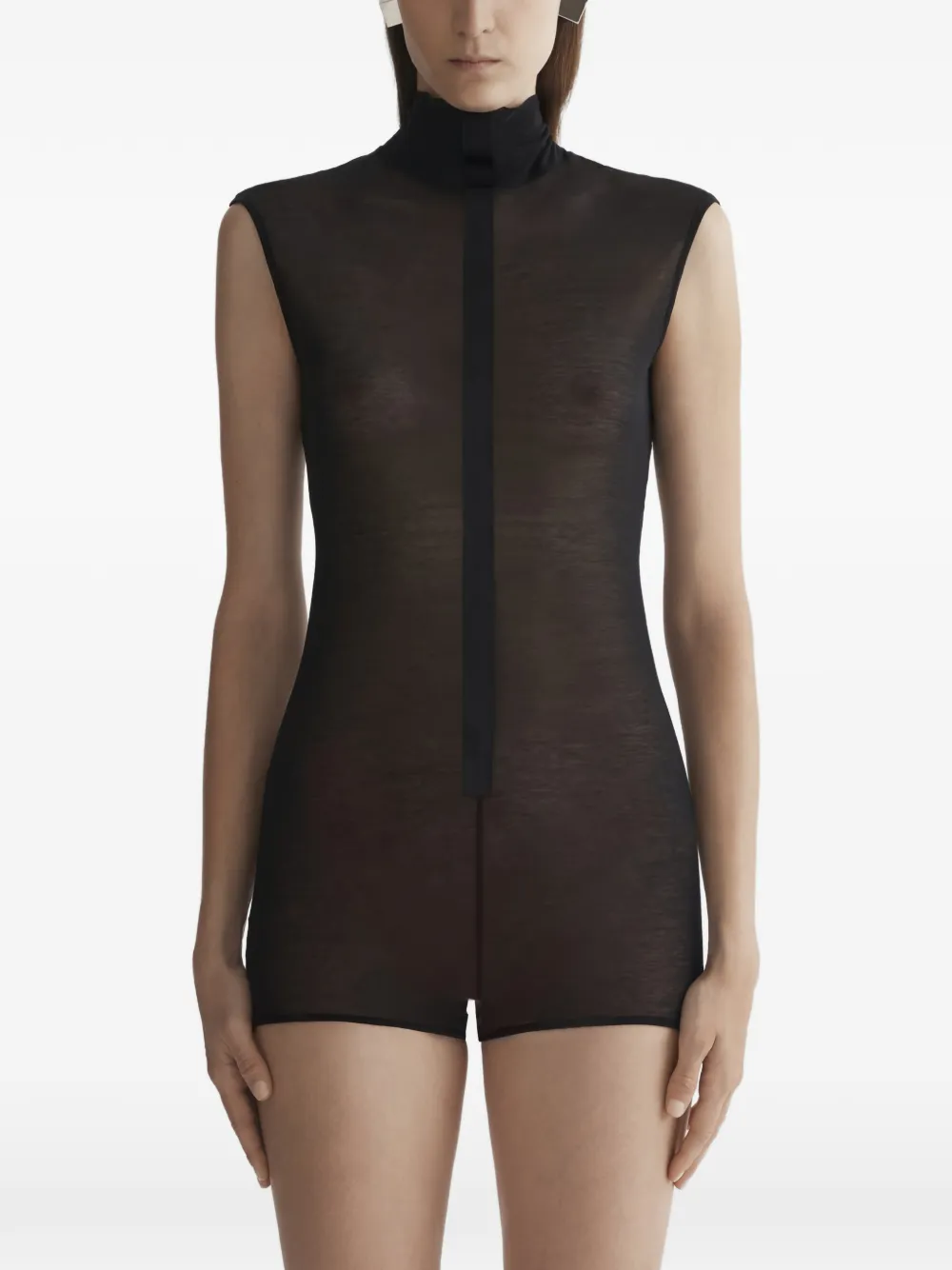 Mugler Top smanicato a collo alto - Nero