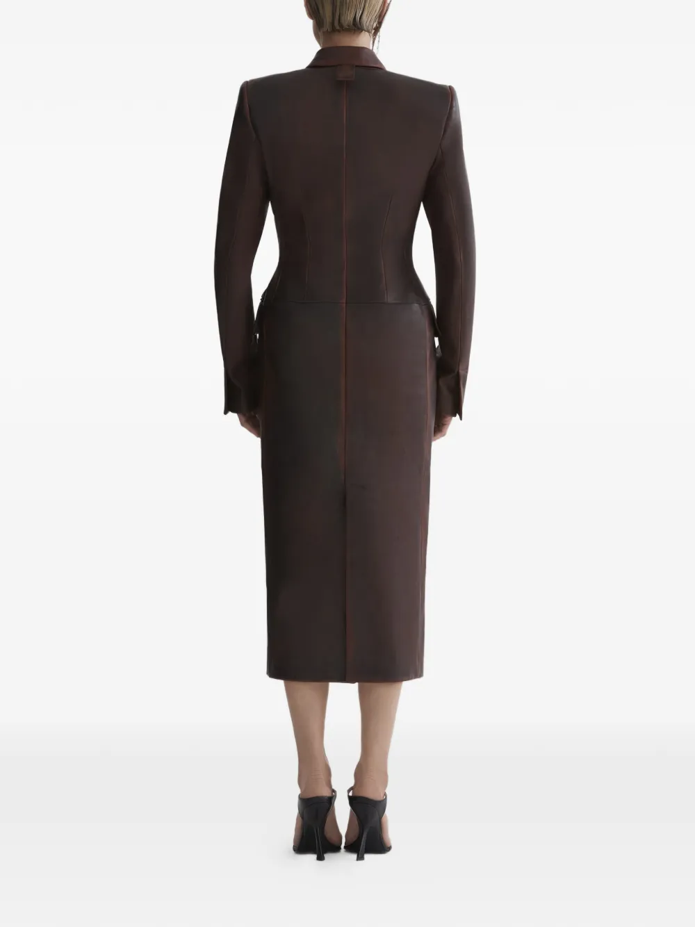  Mugler Double-breasted Jacket Coat - Brown 