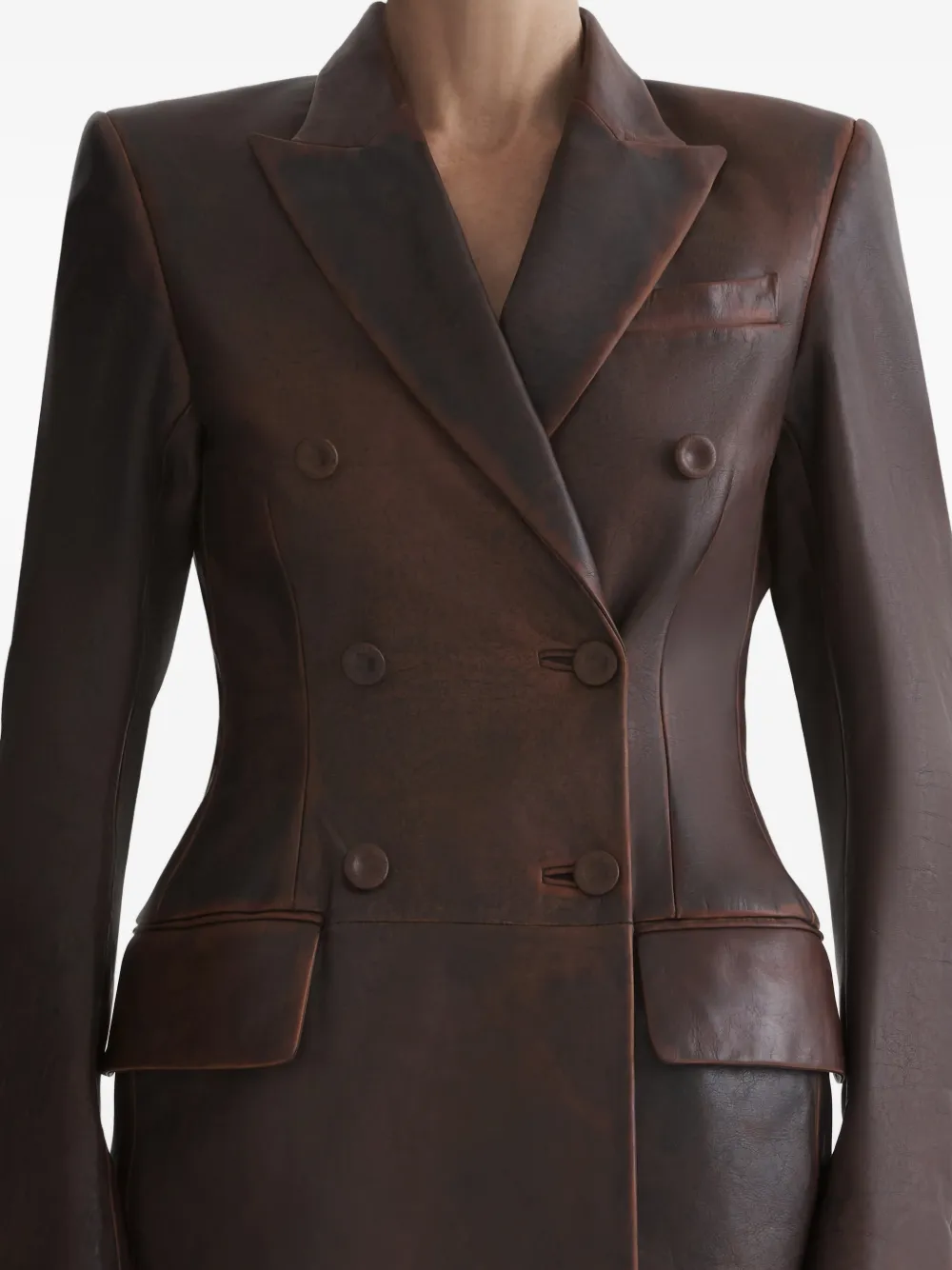 Mugler Jas met dubbele rij knopen Bruin