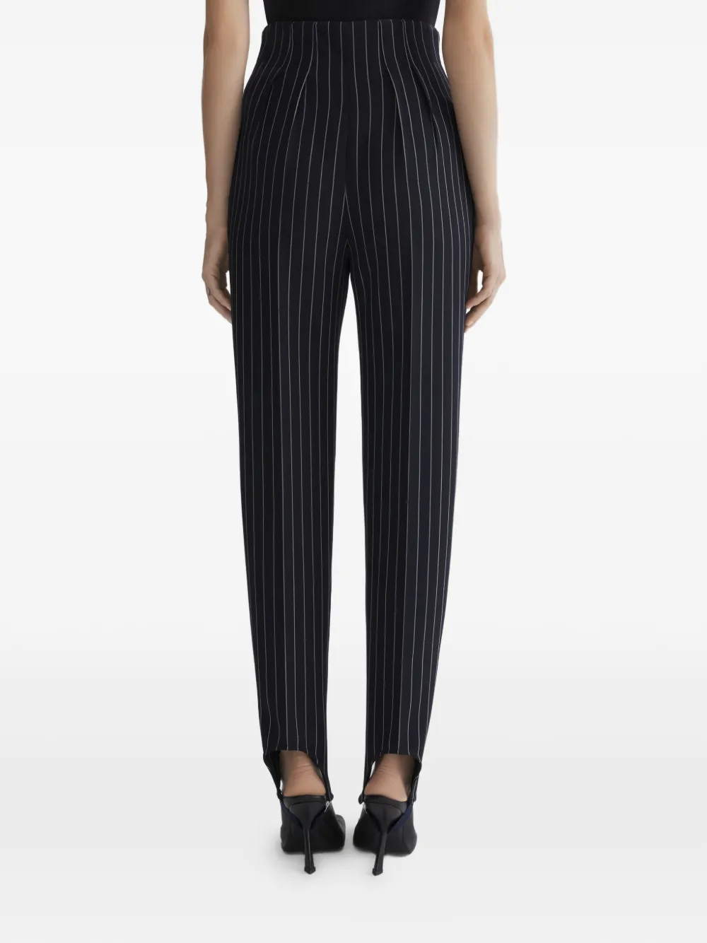 Mugler Broek met krijtstreep en split Zwart