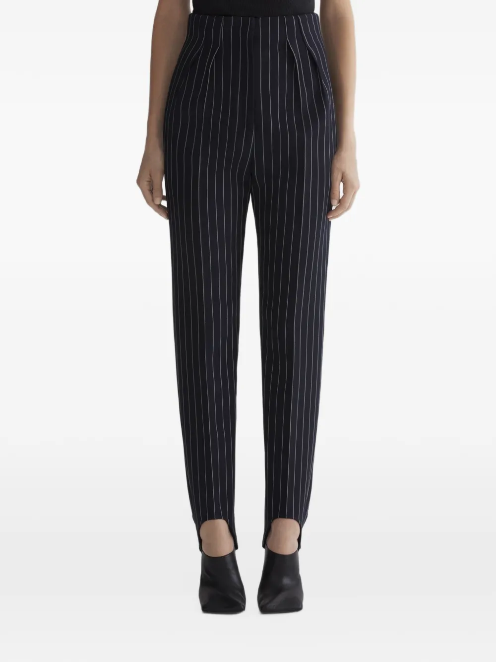 Mugler Broek met krijtstreep en split Zwart