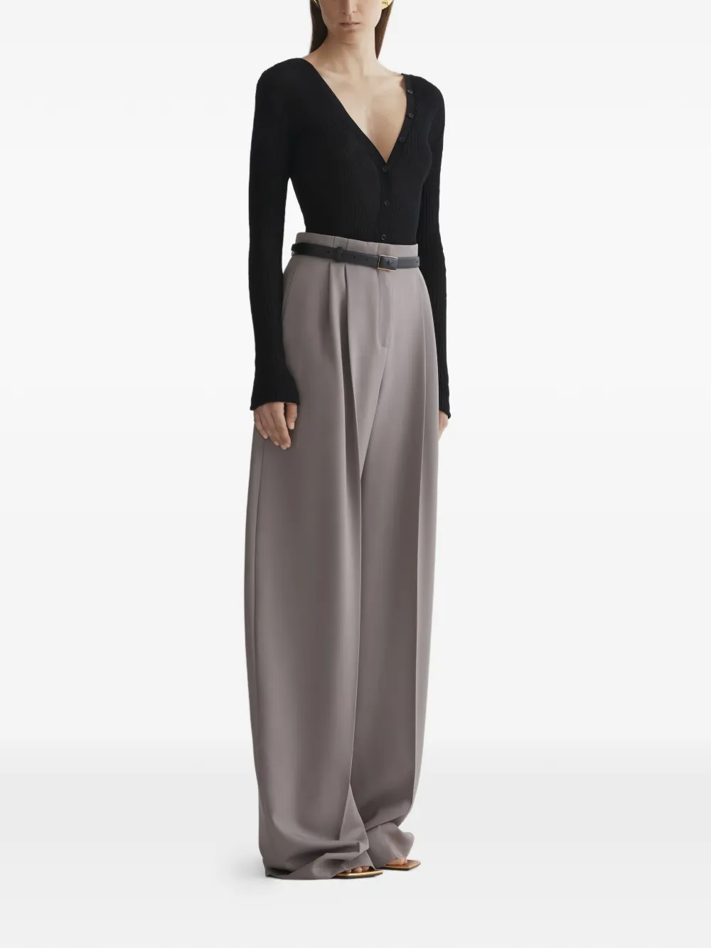  Mugler High-waisted Wide-leg Trousers - Grey 