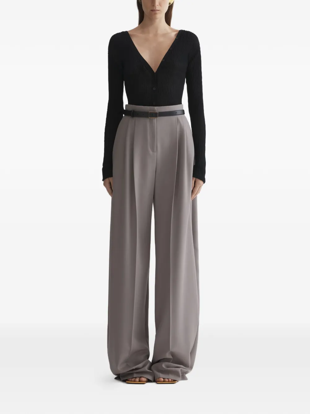  Mugler High-waisted Wide-leg Trousers - Grey 