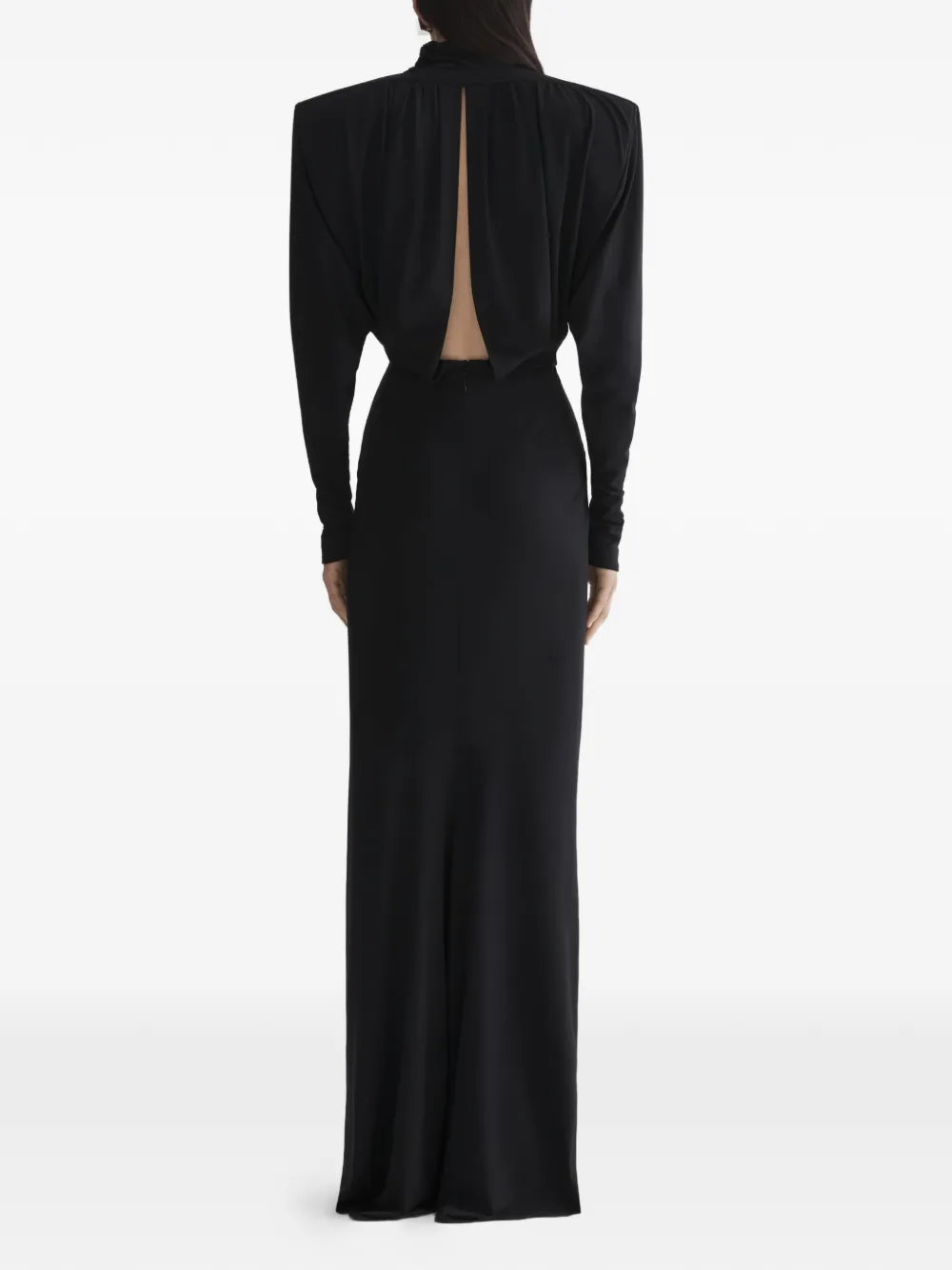 Mugler Jurk met open rug en lange mouwen Zwart