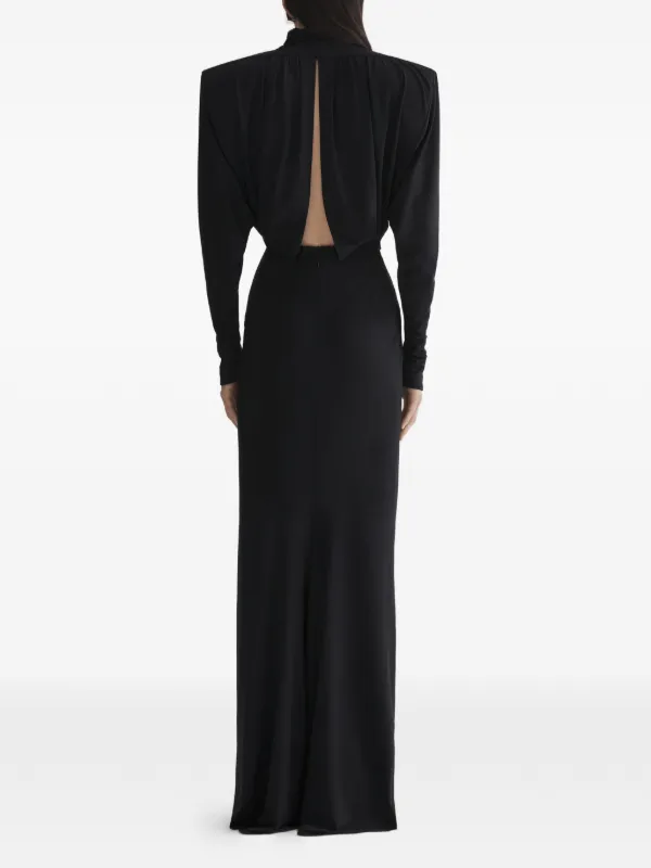 mugler long sleeve dress Mugler High Neck Open Back Long Sleeve Maxi Dress