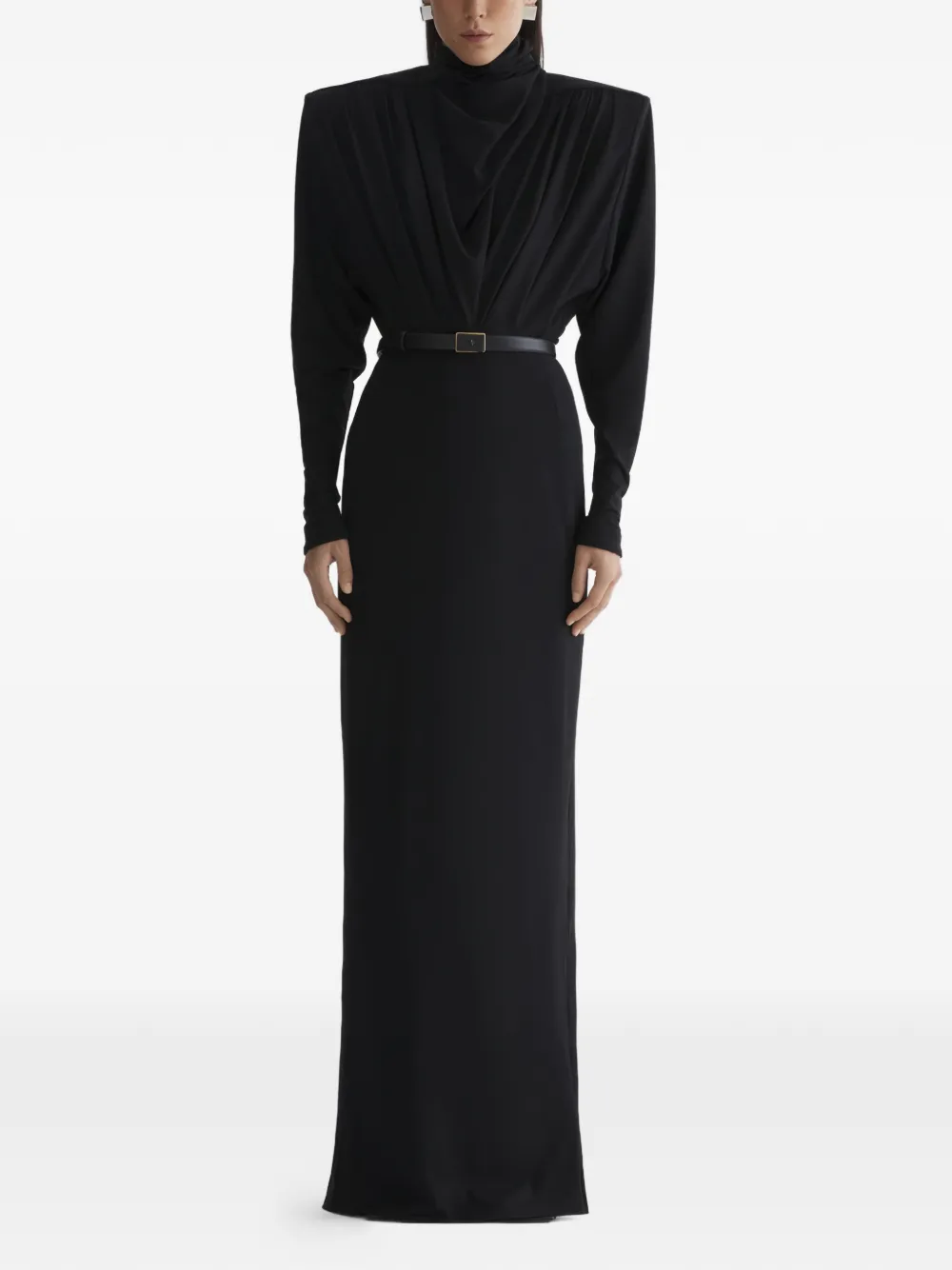 Mugler Jurk met open rug en lange mouwen - Zwart