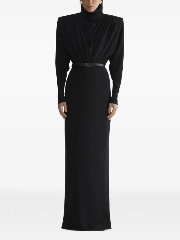 Mugler Column Power Dress in Black