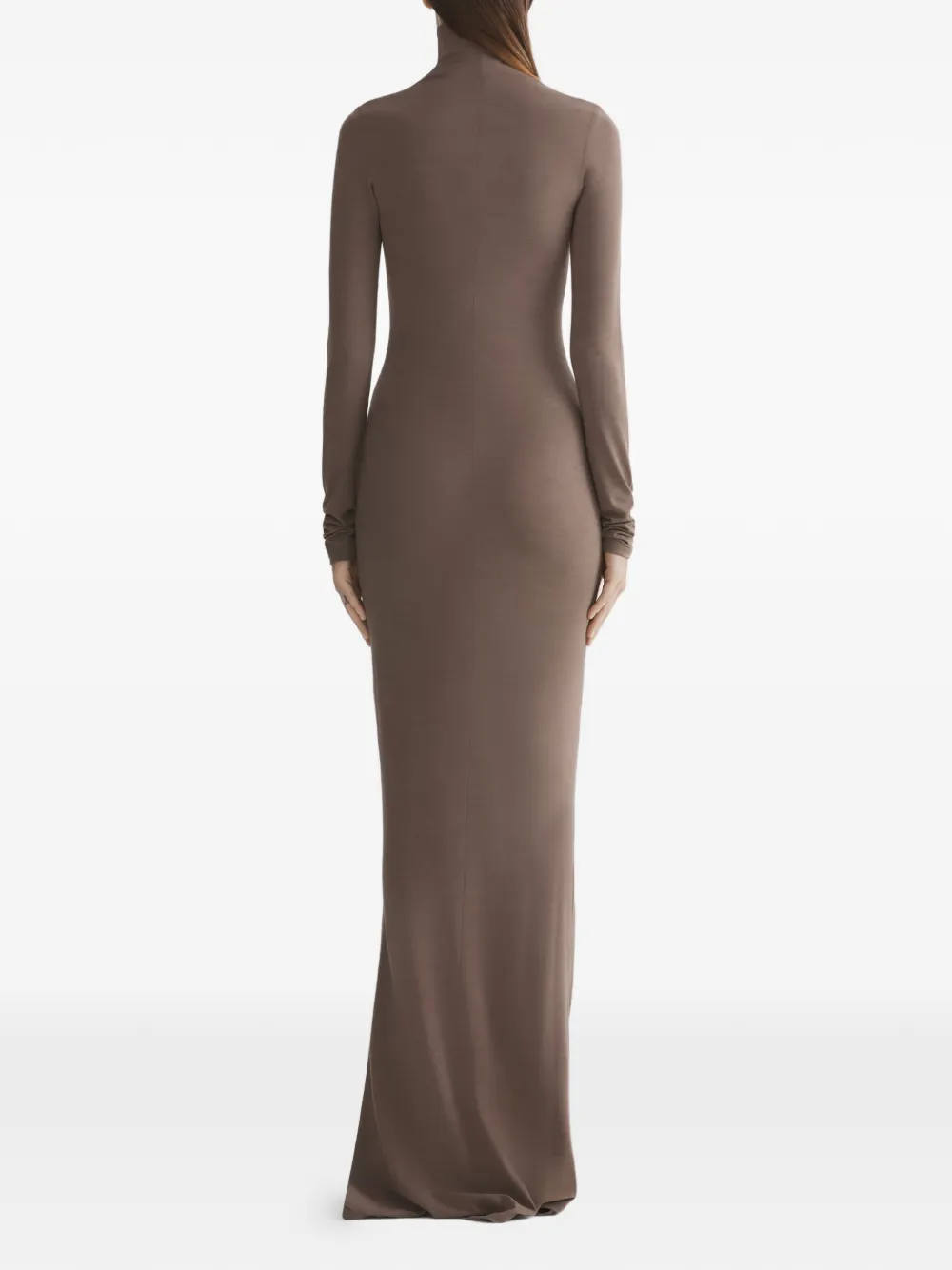 Mugler Jurk met hoge hals en rits Bruin