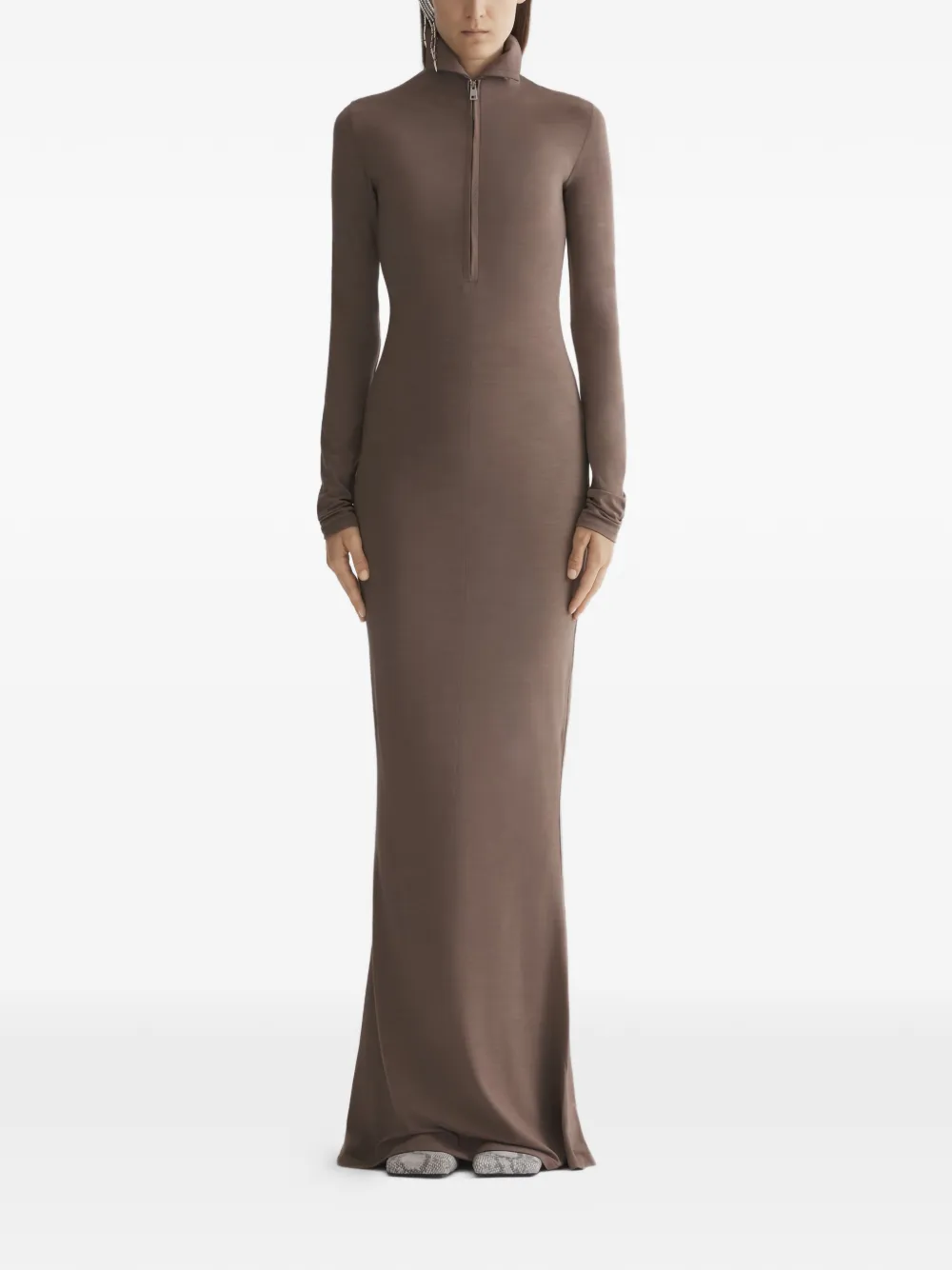 Mugler Abito a collo alto - Marrone