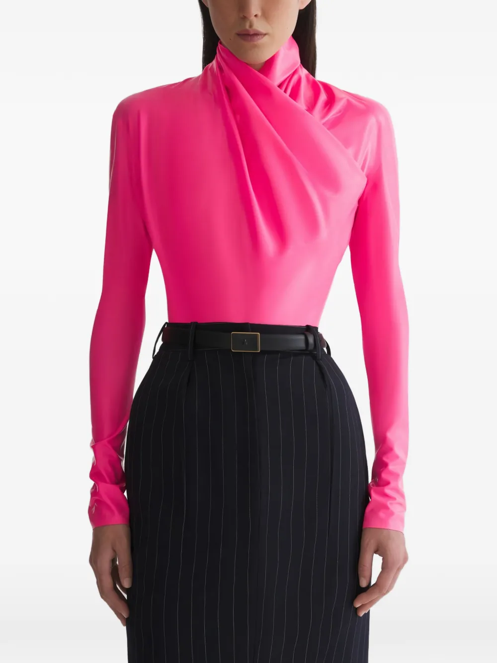 Mugler Top a maniche lunghe drappeggiato - Rosa