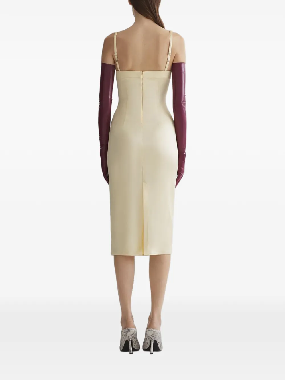 Mugler Getailleerde jurk Beige