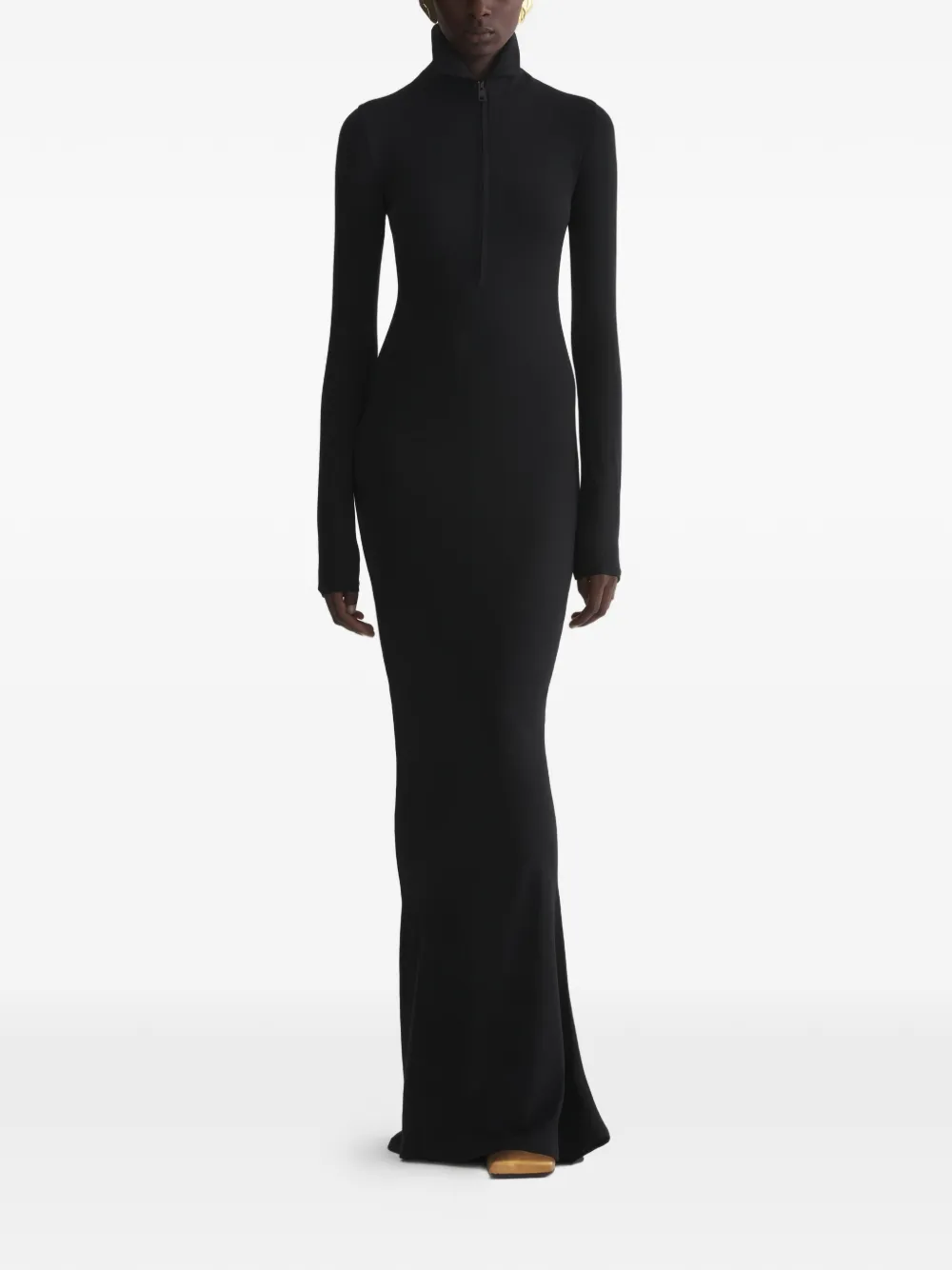 Mugler Jurk met hoge hals en rits Zwart