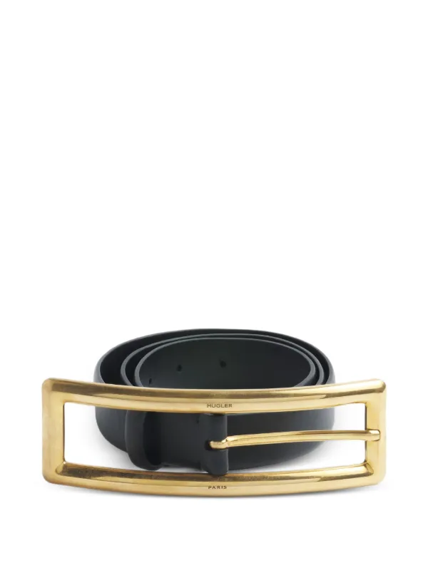 Mugler Rectangular-buckle Belt in Black