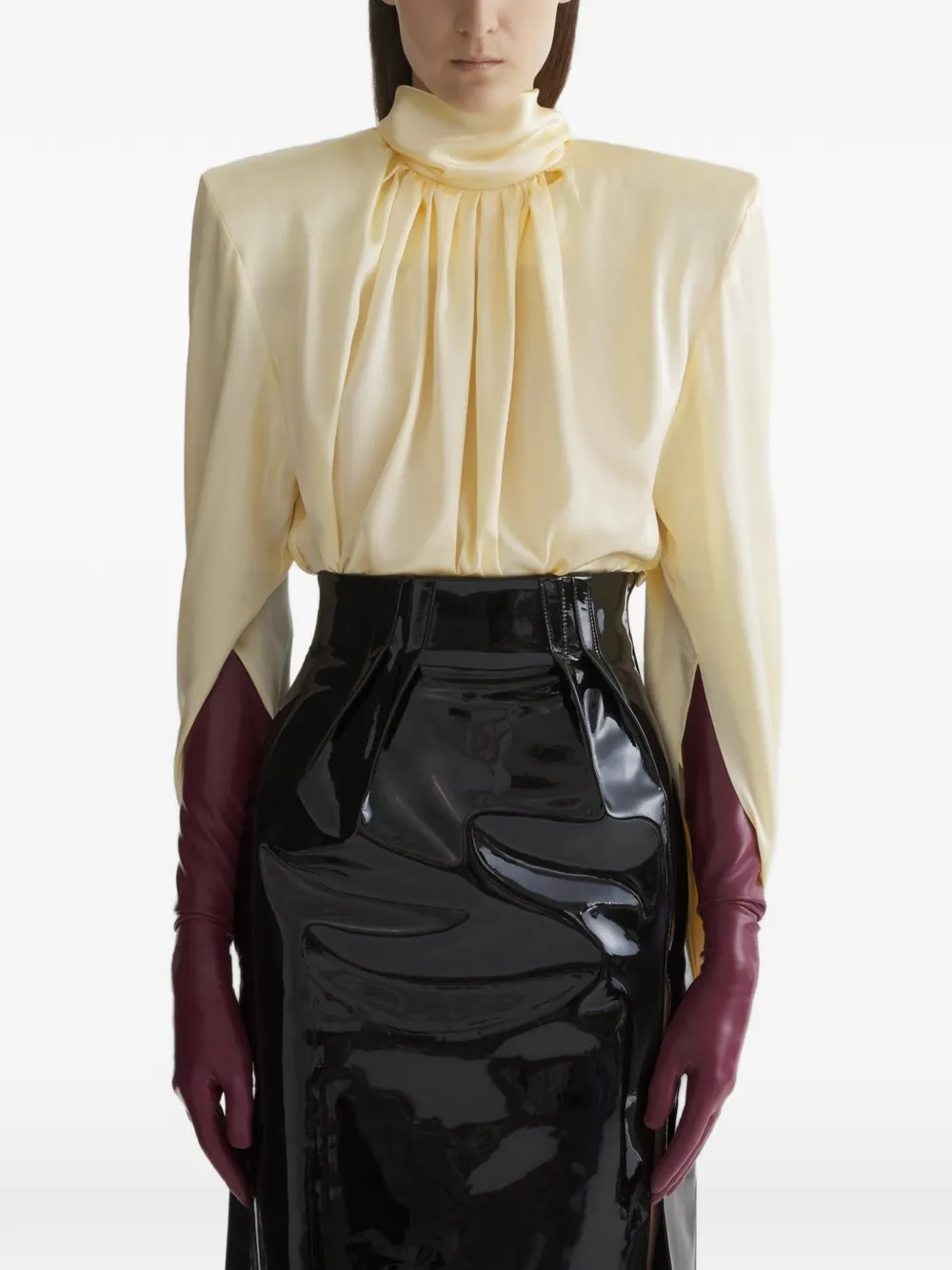 Mugler draped high-neck top