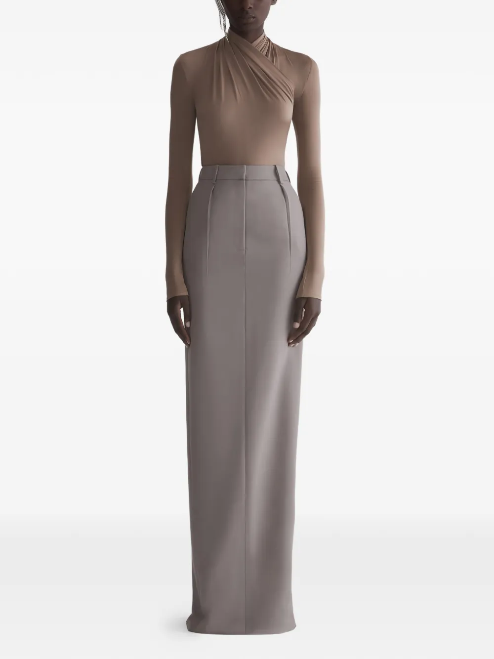  Mugler Split Maxi Skirt - Neutrals 