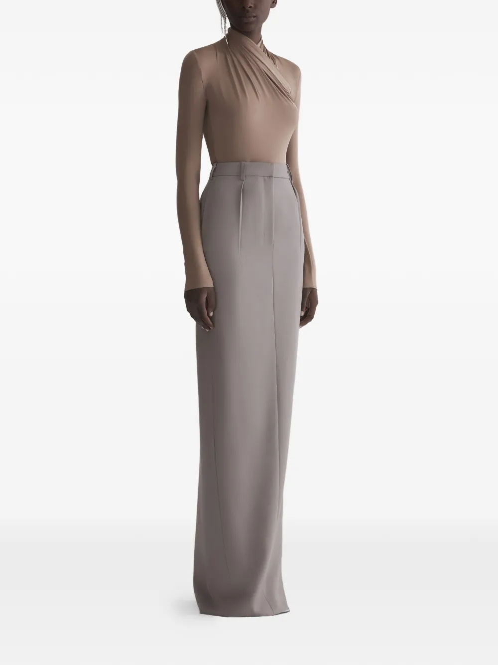  Mugler Draped Long-sleeve Bodysuit - Neutrals 