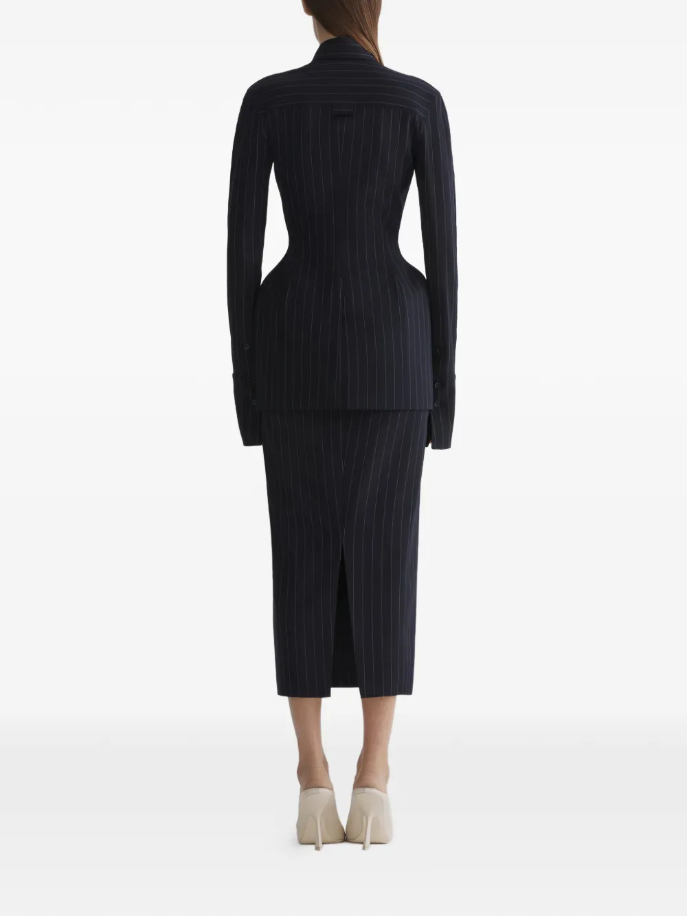 Mugler Colbert met krijtstreep Zwart