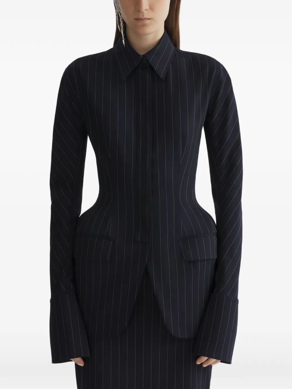 Mugler Colbert met krijtstreep Zwart