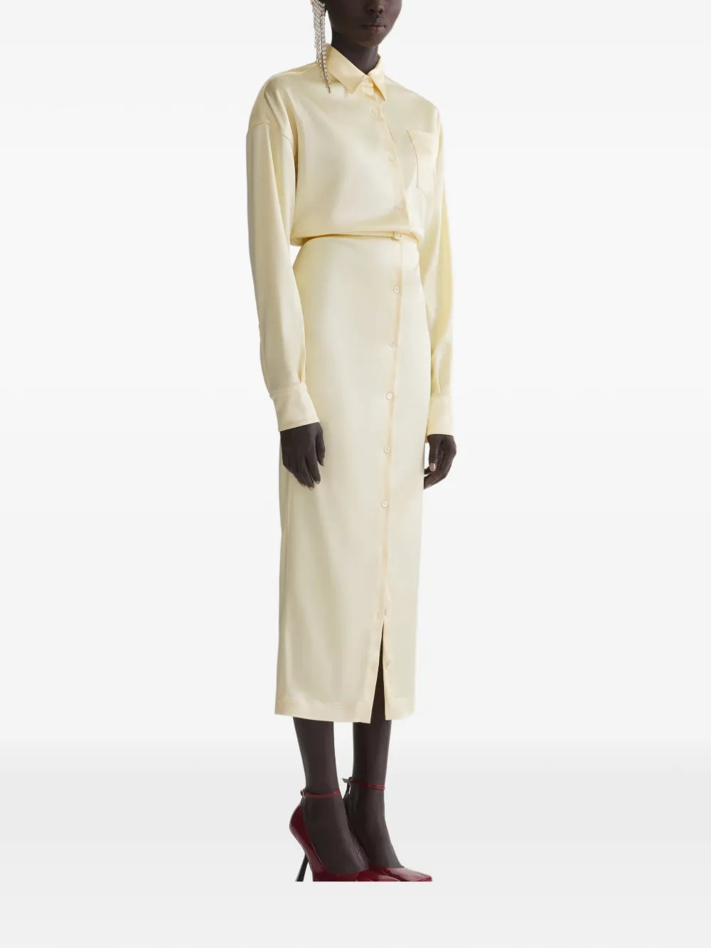 Mugler Jurk met lange mouwen en knopen - Geel