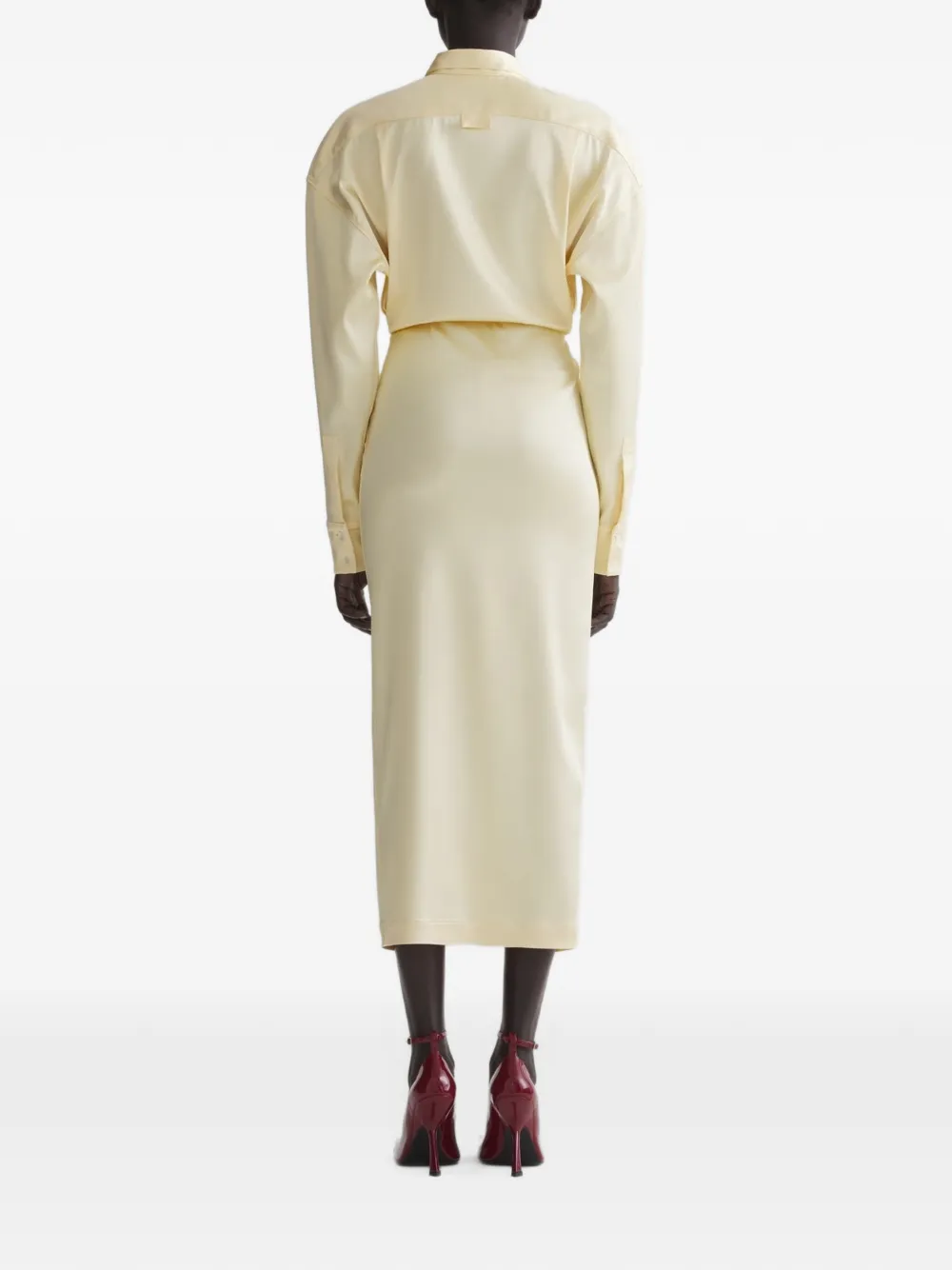 Mugler Jurk met lange mouwen en knopen Geel