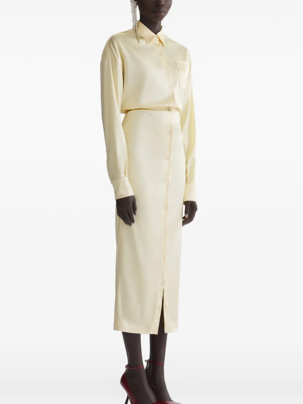 Mugler Jurk met lange mouwen en knopen Geel