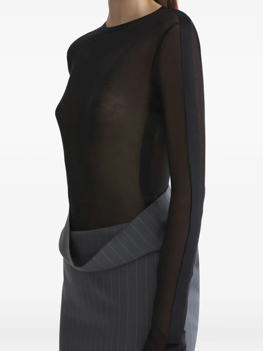 long-sleeved sheer top