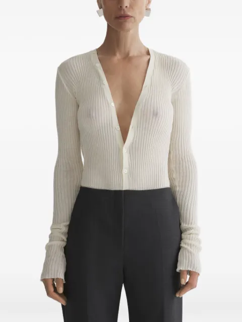 Mugler Blusa canelada com gola v
