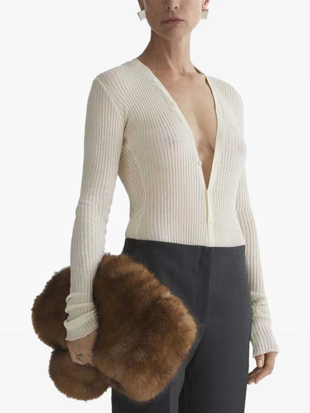 Mugler Top met V-hals Beige