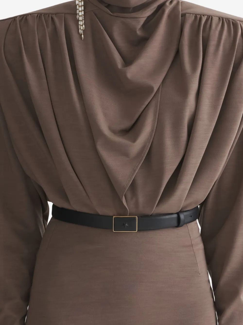 Mugler Gedrapeerde jurk Bruin