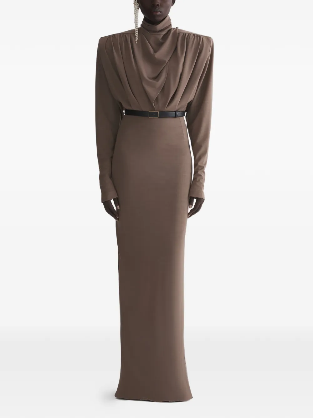 Mugler Gedrapeerde jurk - Bruin