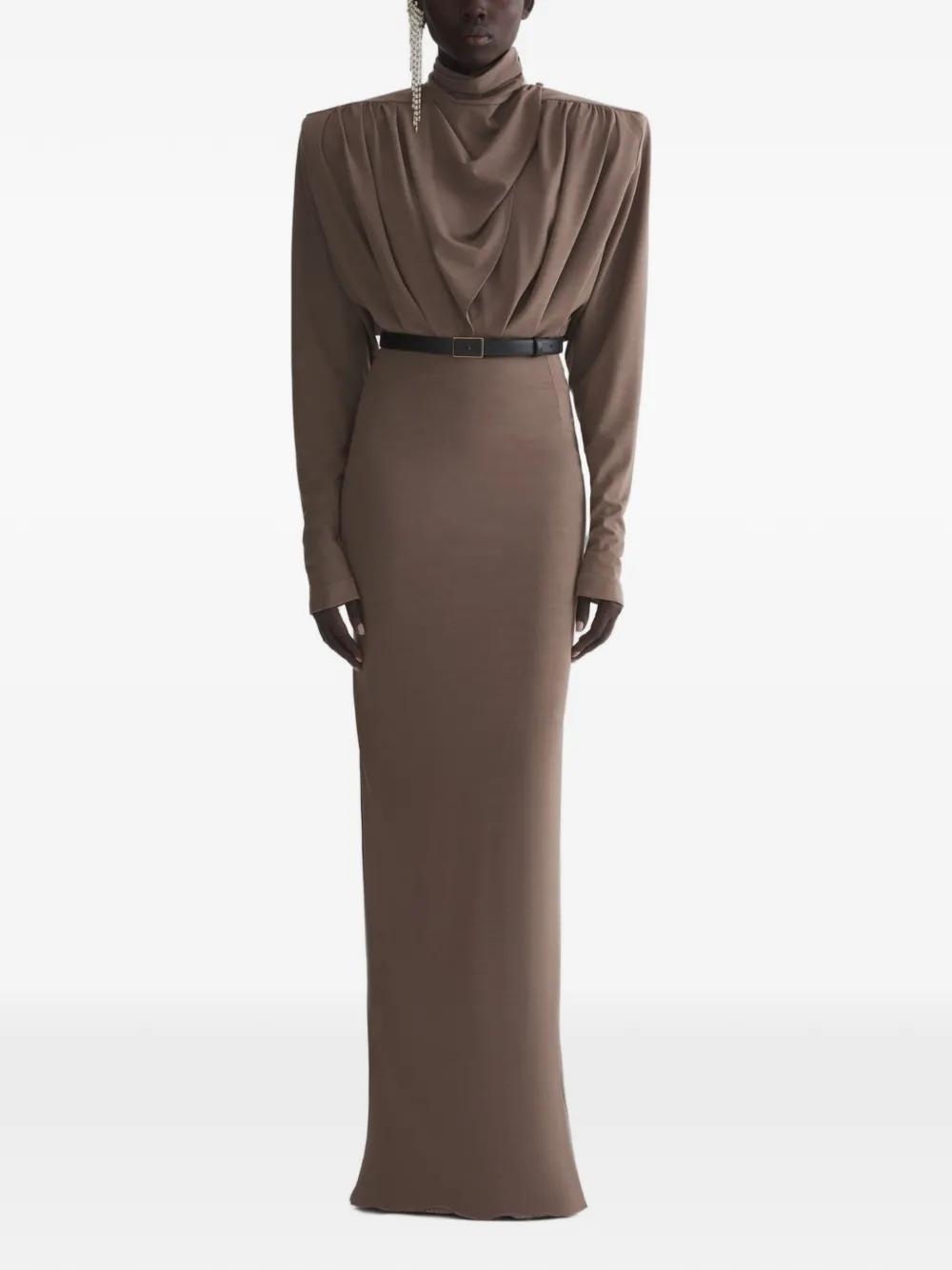 Mugler draped long sleeve dress