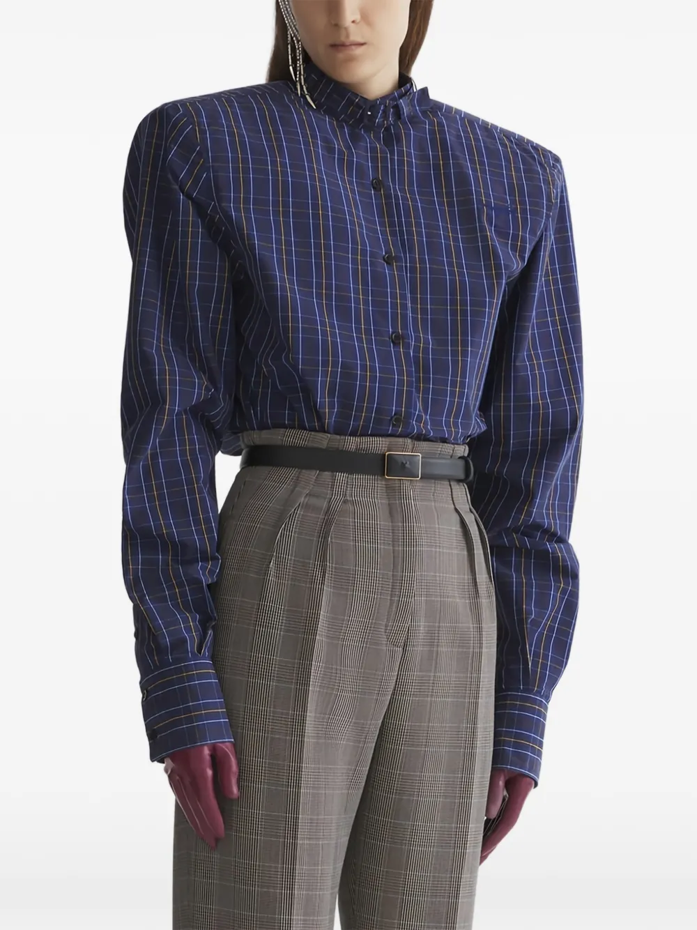 Mugler Blouse met schoudervullingen Blauw