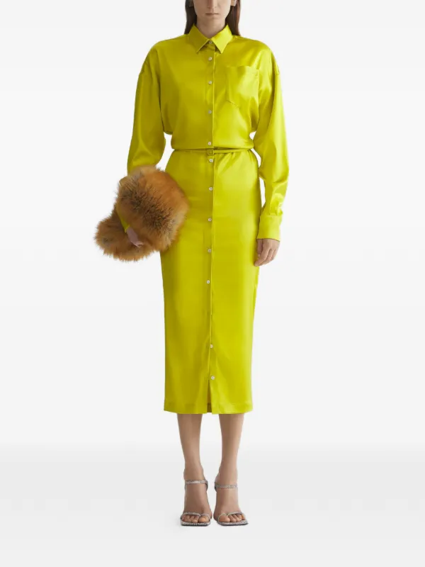 Mugler Yellow Buttoned Shirt Dress