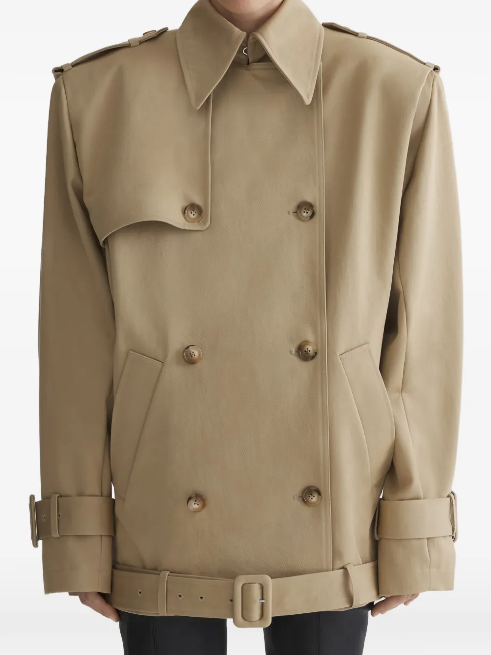Mugler Jack met dubbele rij knopen en gesp Beige