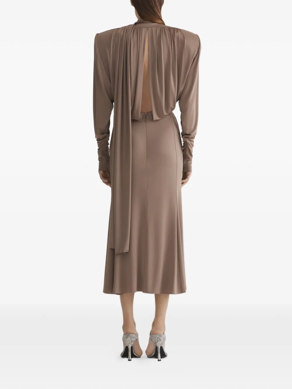 Mugler Gedrapeerde jurk Bruin