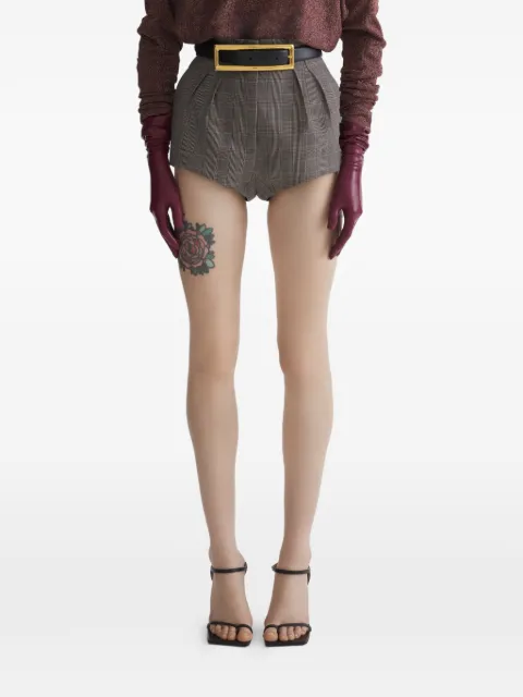 Mugler pleated check shorts