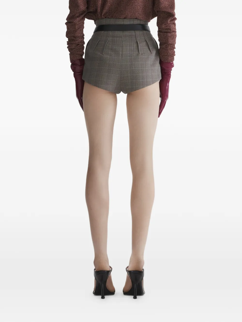 Mugler Geruite shorts met plooien Grijs