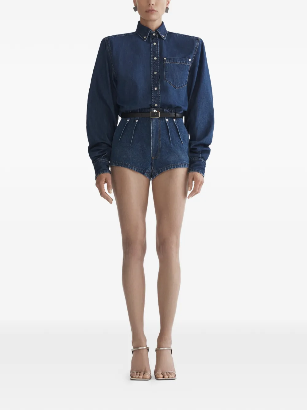 Mugler Geplooide shorts - Blauw