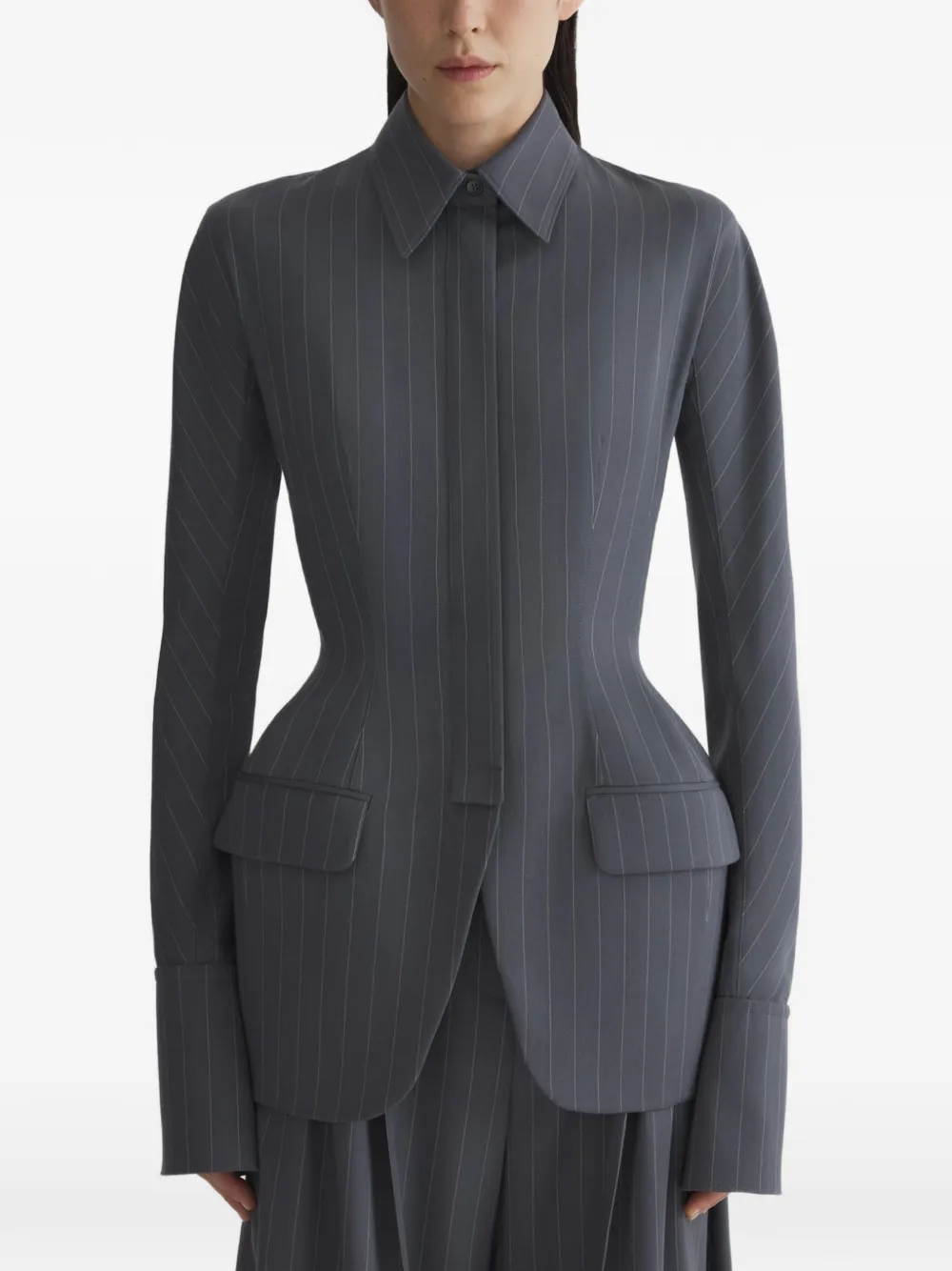 Mugler Jack met krijtstreep Grijs