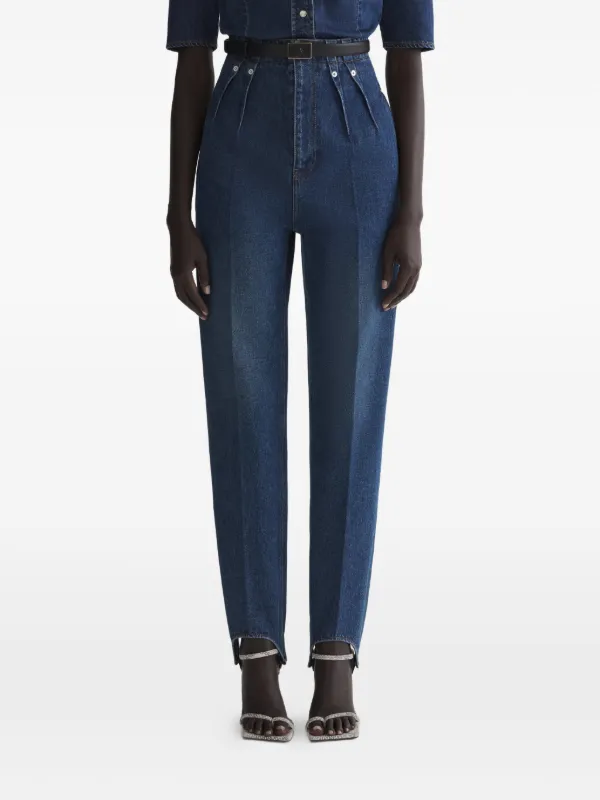 Mugler Pleated Cigarette Trousers | Blue