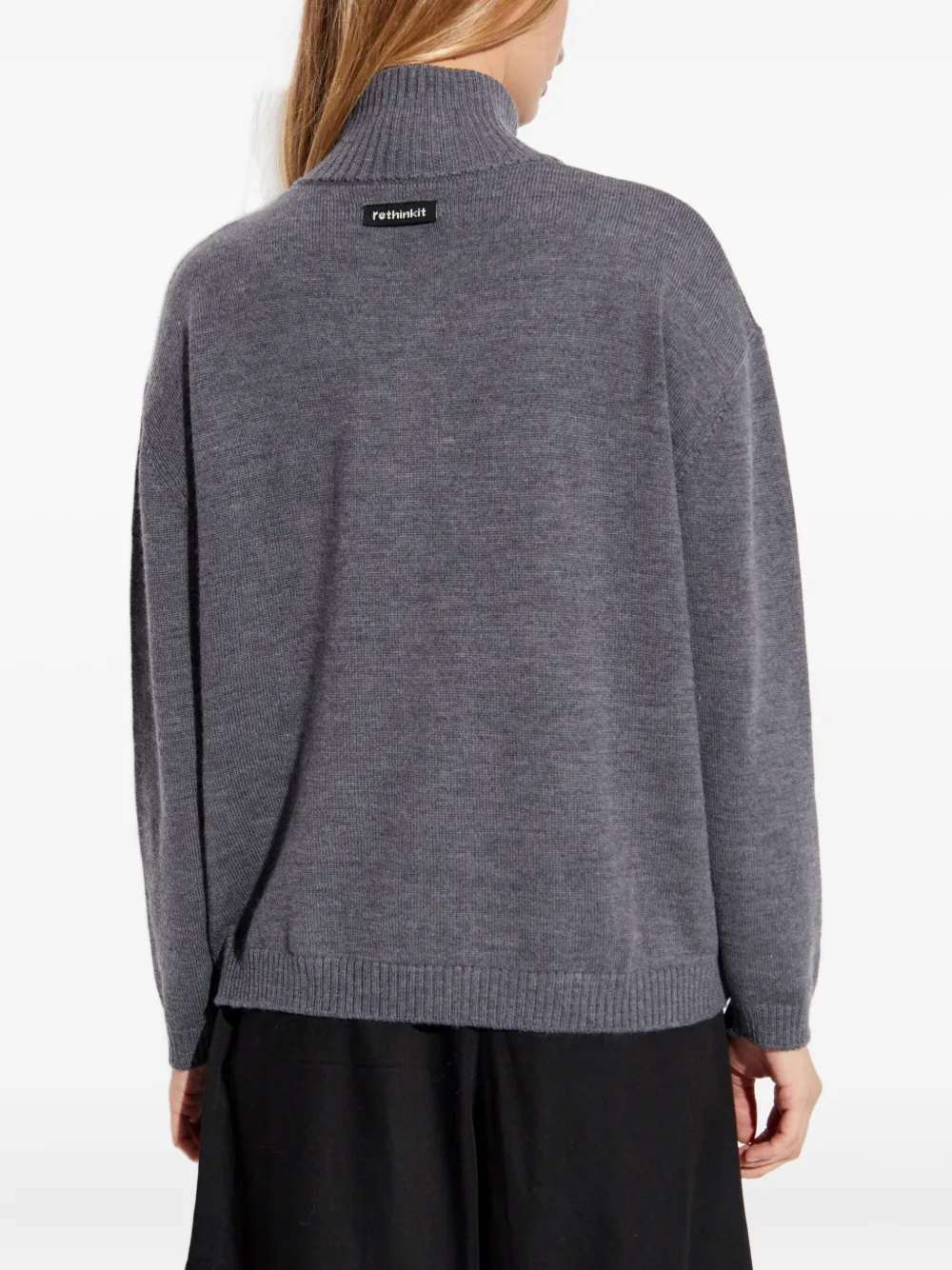 Rethinkit Studios Oslo Zip-up Funnel-neck Sweater In Gray