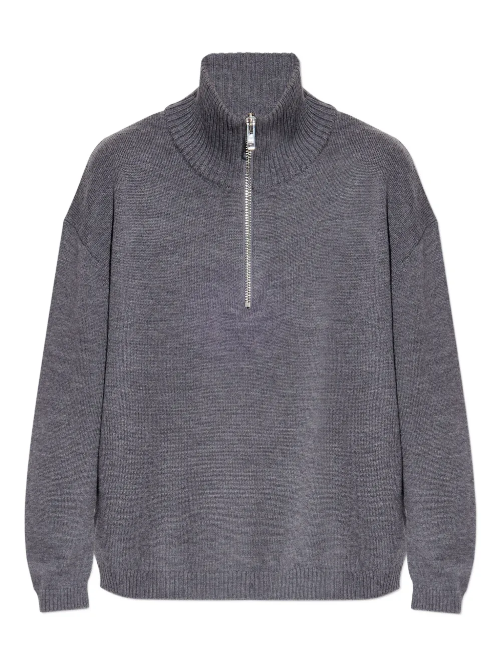 Rethinkit Studios Oslo Zip-up Funnel-neck Sweater In Gray