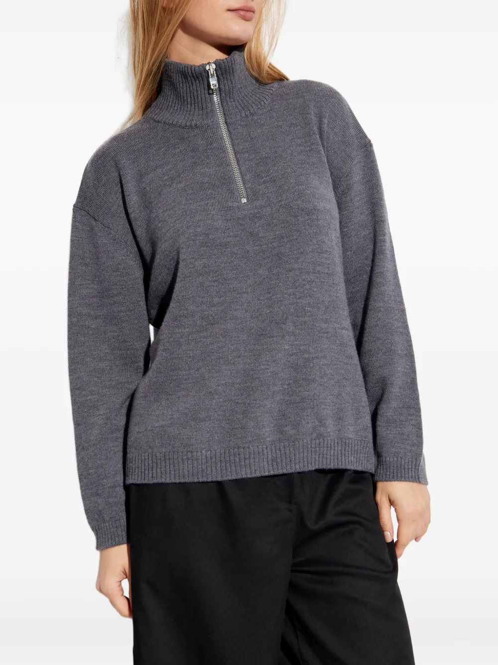 Rethinkit Studios Oslo Zip-up Funnel-neck Sweater In Gray