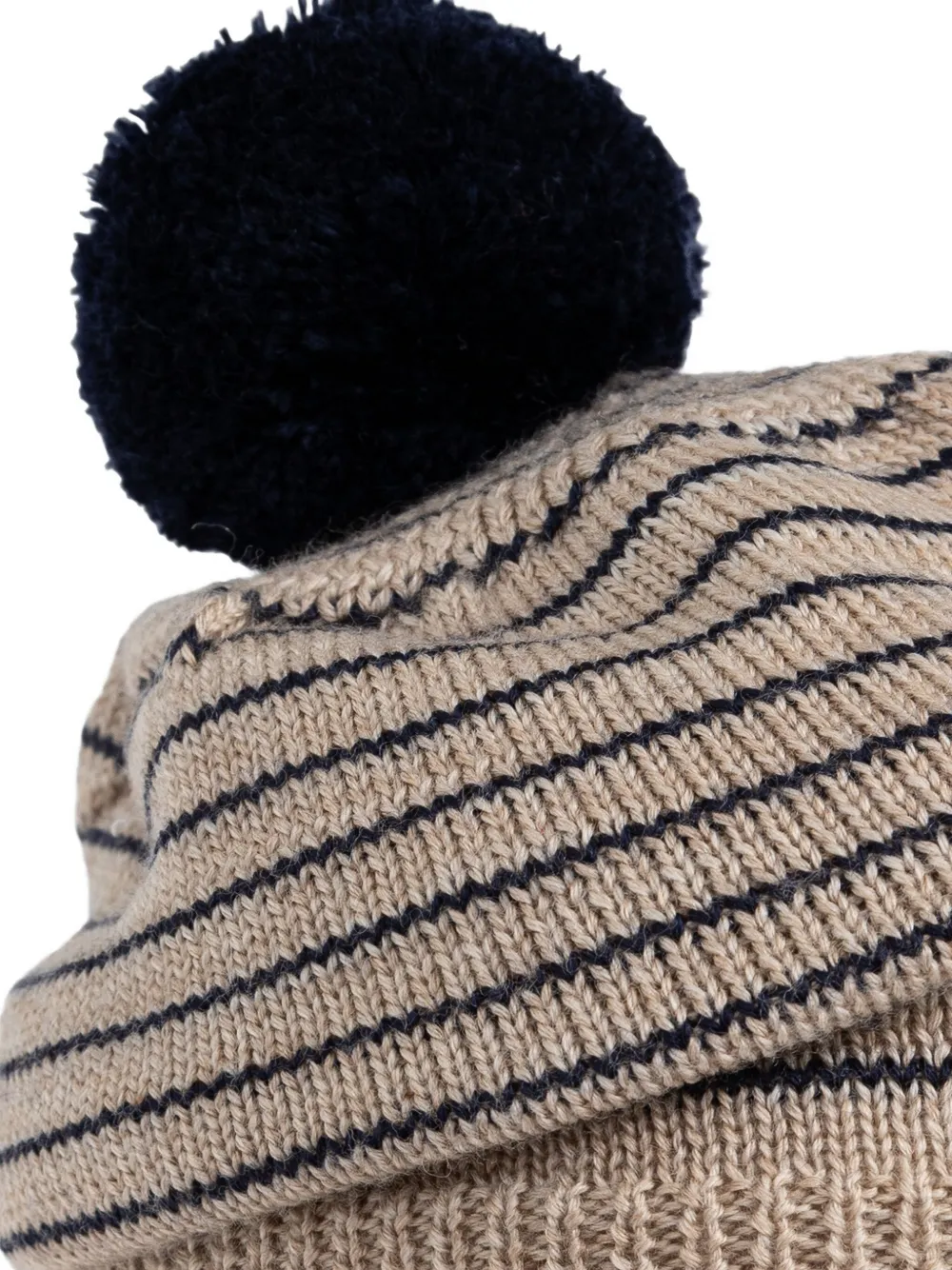 Konges Sløjd Gestreepte muts met pompon Beige