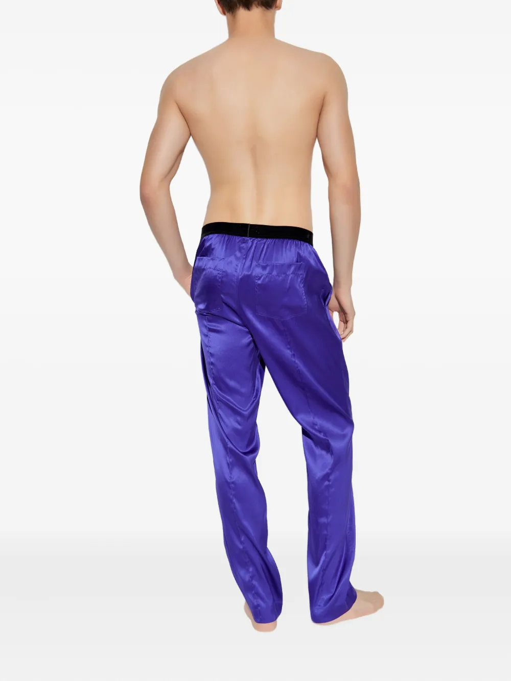 TOM FORD Zijden pyjamabroek met logoband Paars