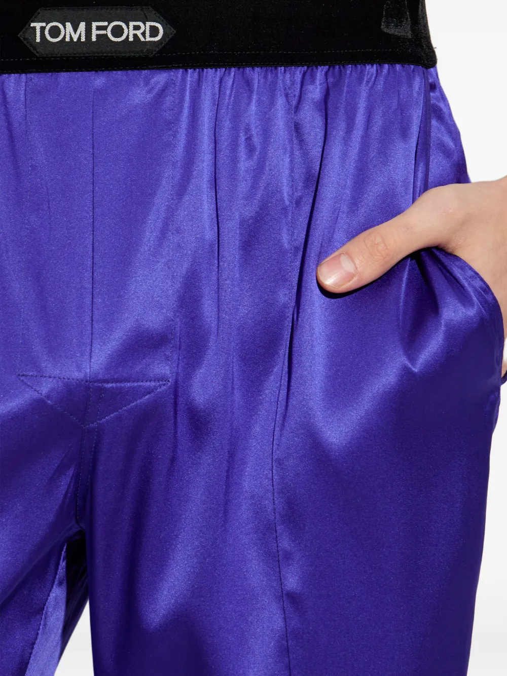 TOM FORD Zijden pyjamabroek met logoband Paars