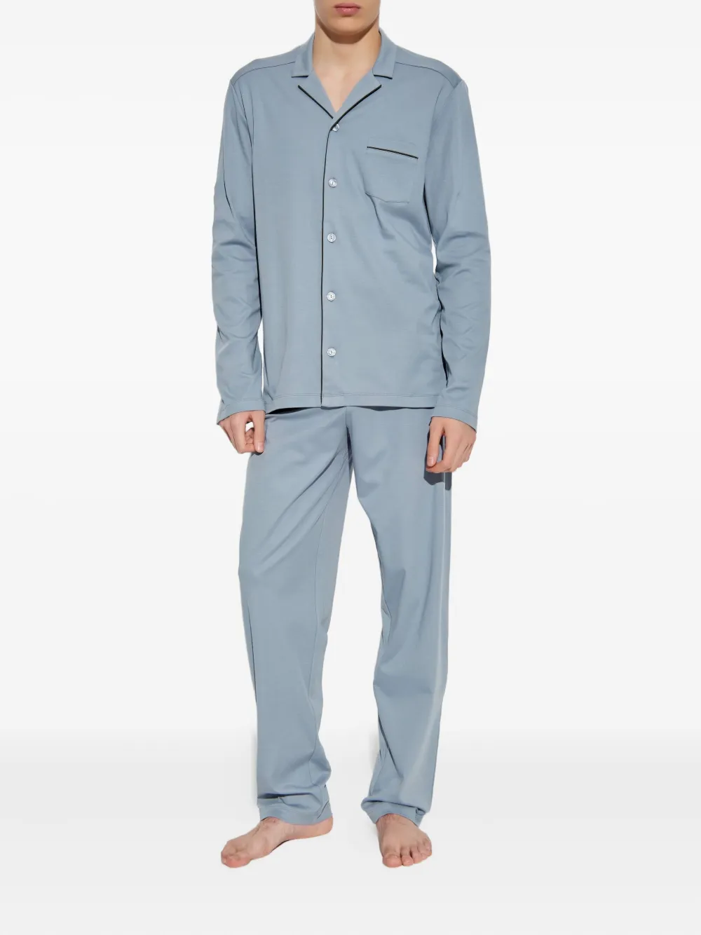 Hanro button-fastening piped-trim pyjama | Image 2