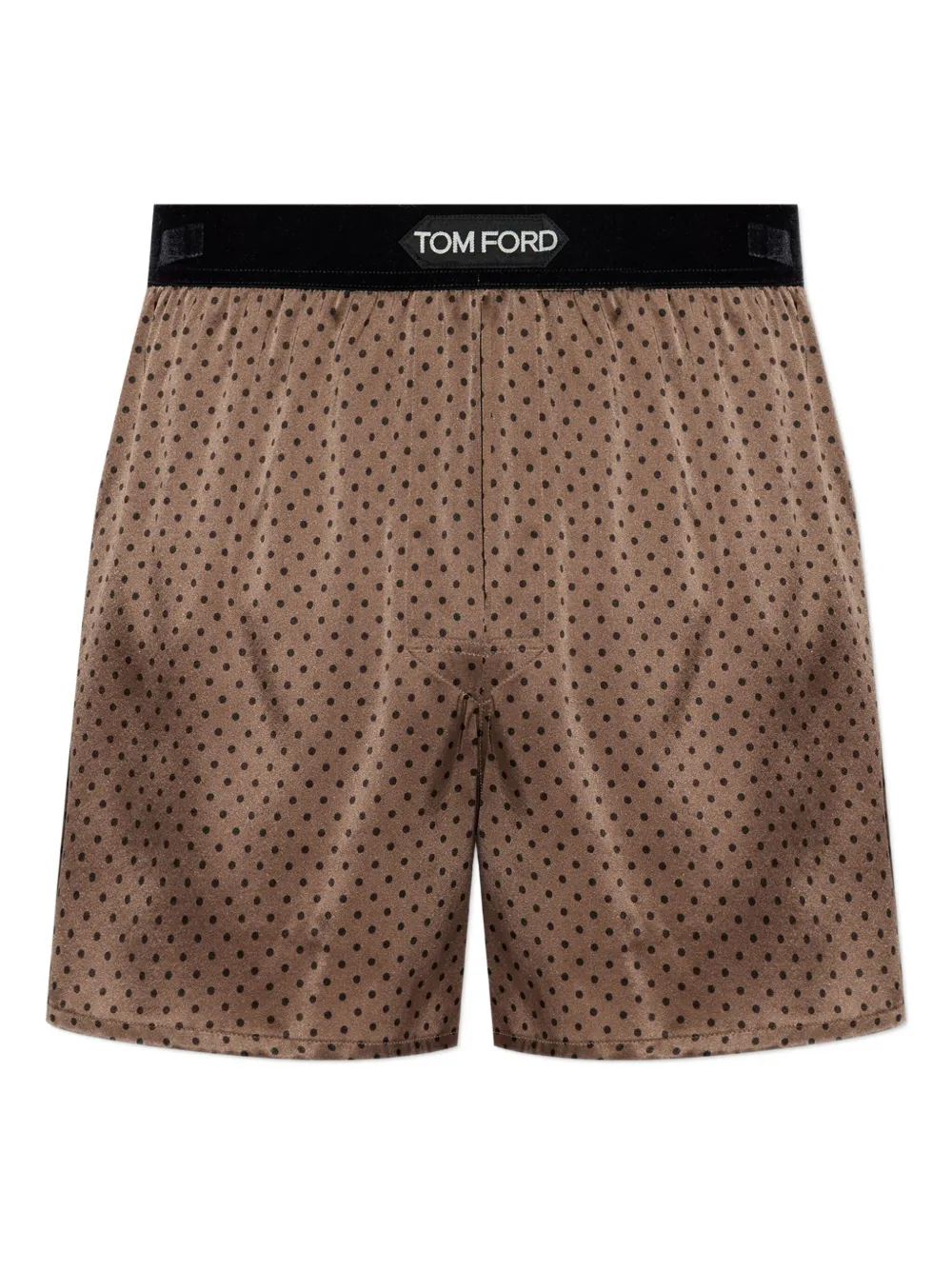 Tom Ford Polka-dot Pattern Silk Boxers In Brown