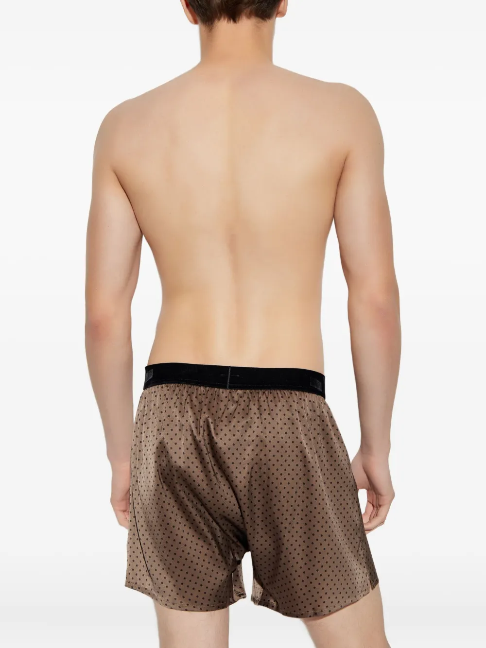TOM FORD Zijden boxershorts met stippen Bruin