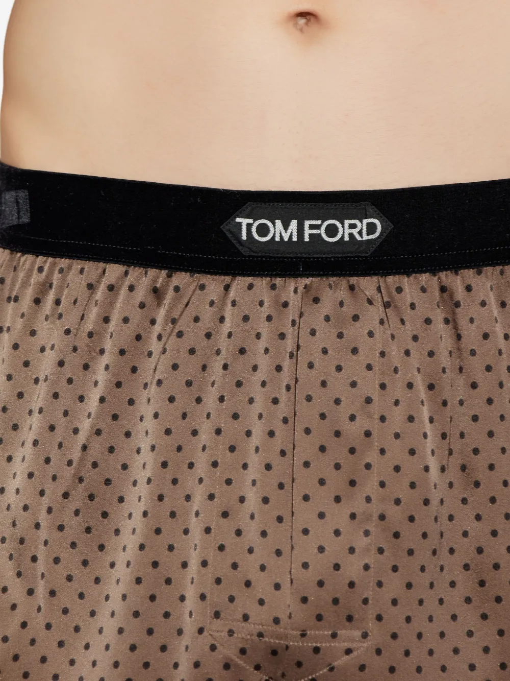 TOM FORD Zijden boxershorts met stippen Bruin